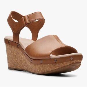 Clarks Brown Leather Wedge Sandals